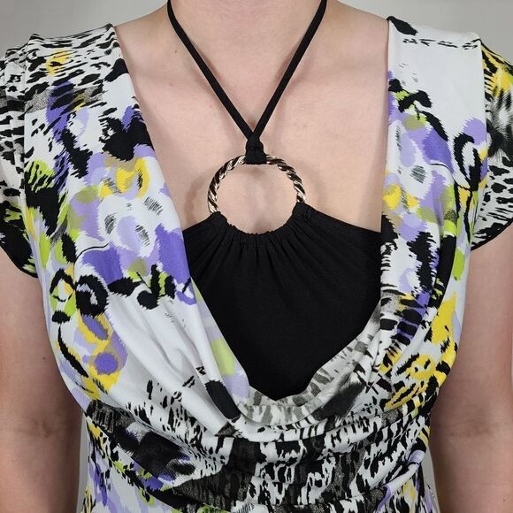 Iz Byer California Animal Print and Floral Blouse - Picture 5 of 6